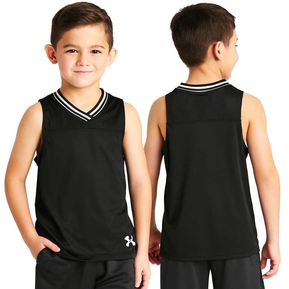 Under Armour Tank Top Black White Mesh V-Neck Pullover Activewear Vent Unisex